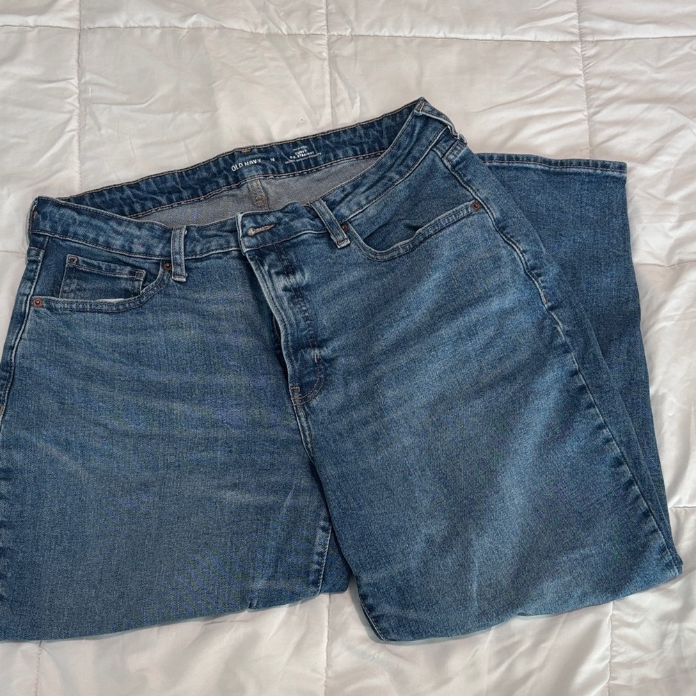 Old Navy Women's High Rise Curvy O.G. Straight Jeans - Classic Blue 16